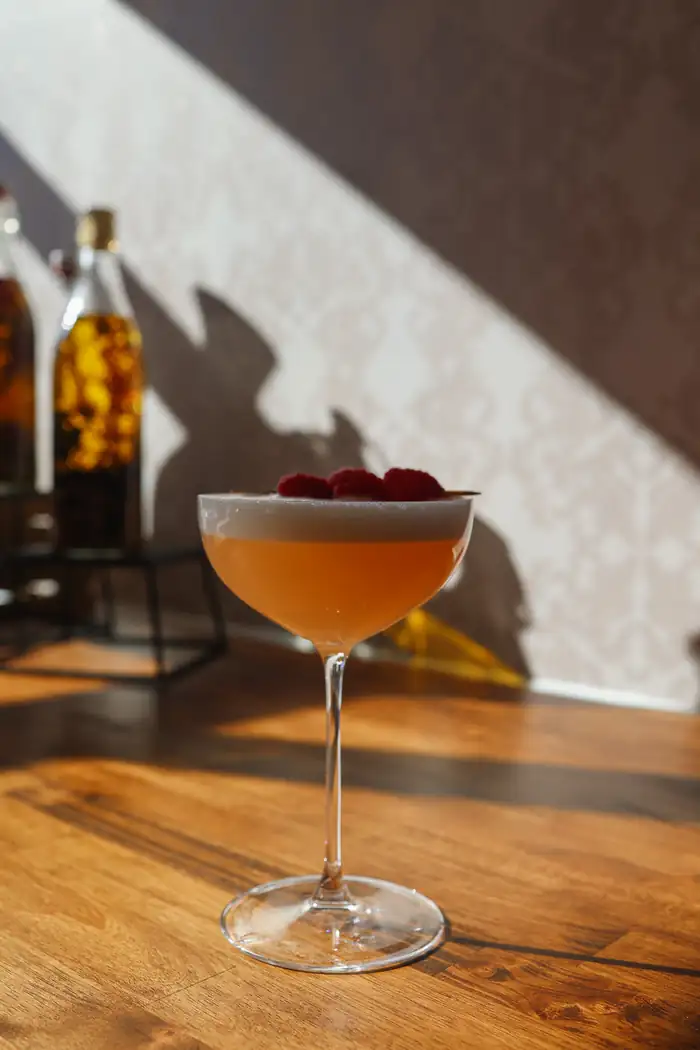 A raspberry cocktail at The Stables.